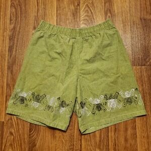 Vintage 90s Ocean Pacific Shorts Adult XL Green Tiki Theme Surf Outdoor Swim‎
